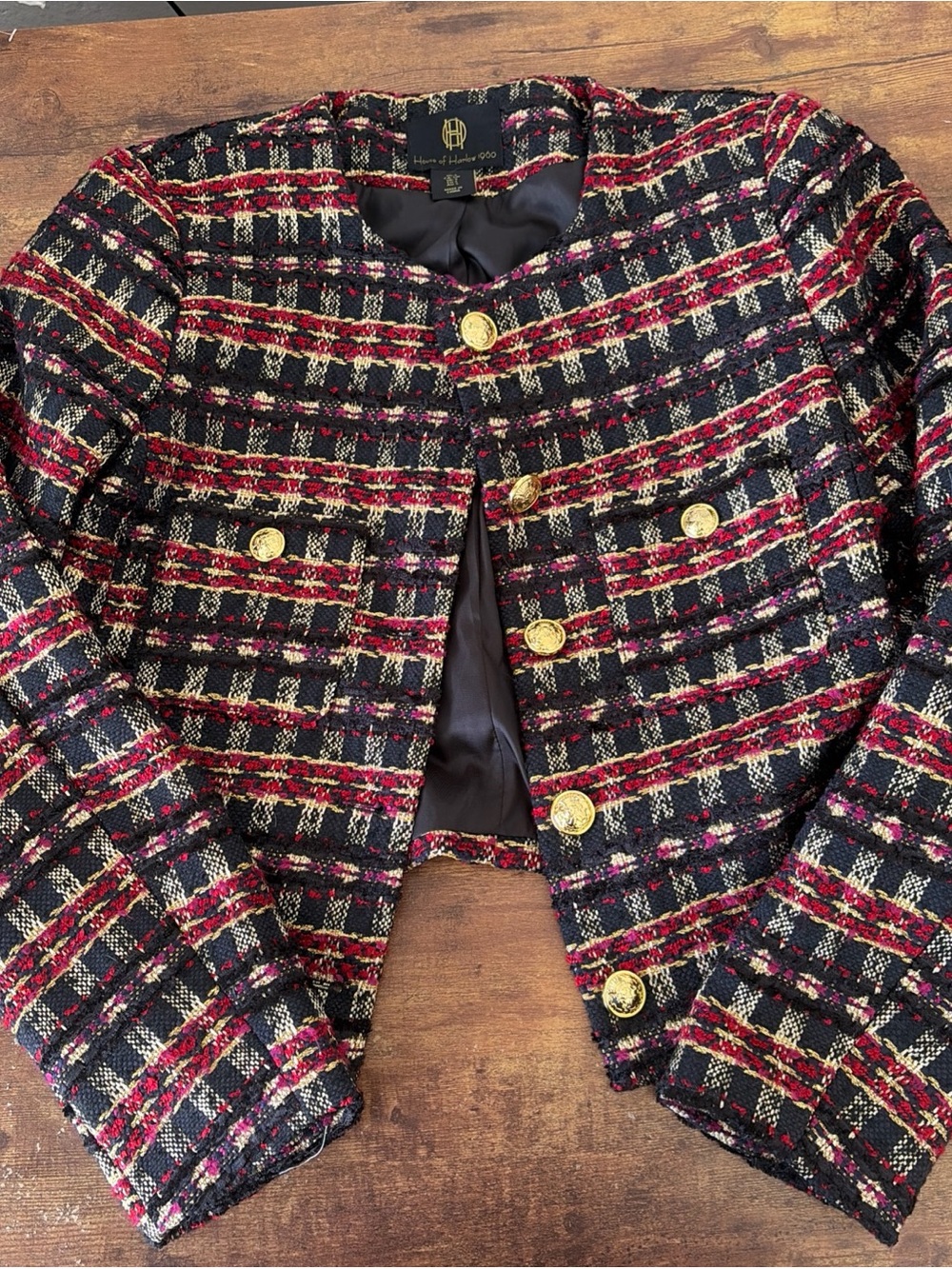 House of Harlow 1960 Black, Red & Cream Tweed Jacket